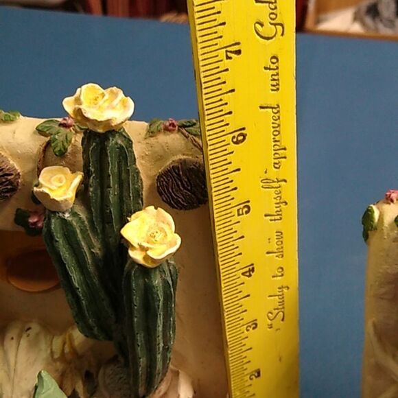 Cactus and Succulent Bookends HEAVY Southwest Skull - Picture 5 of 8